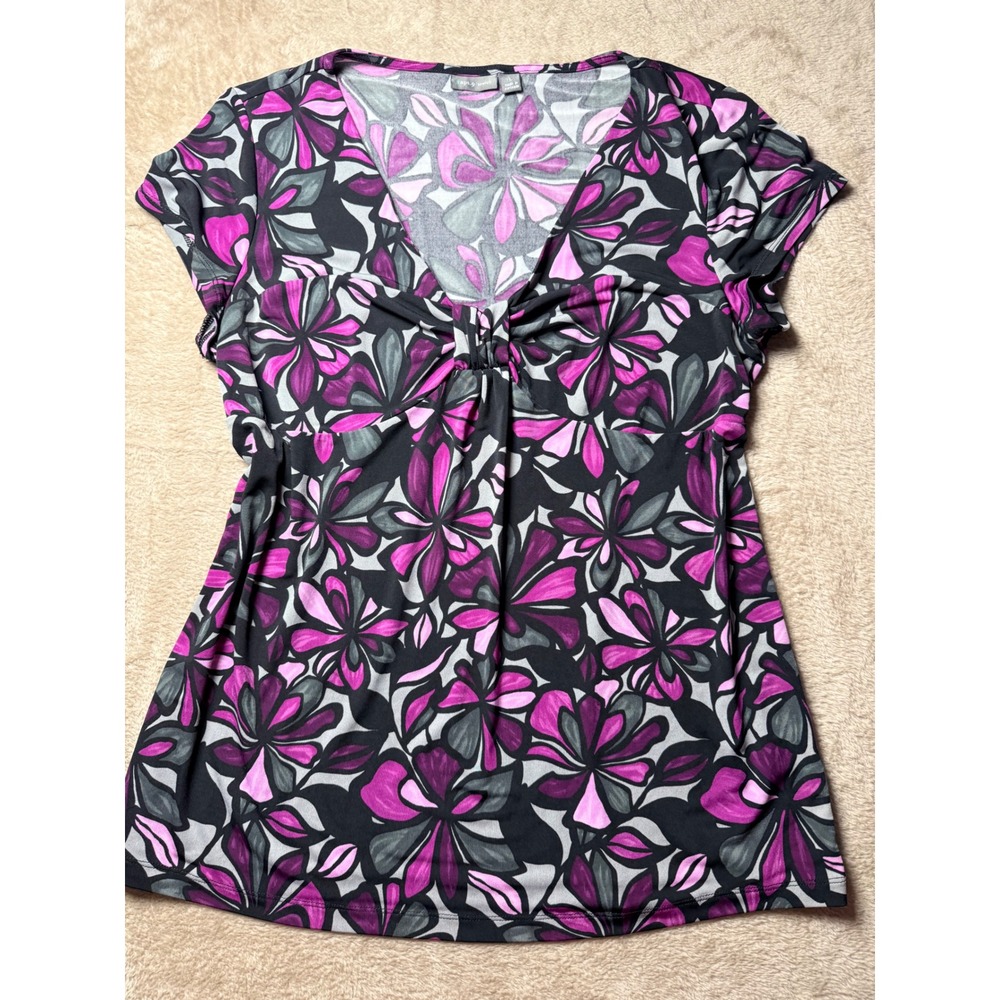 Y2K Apt 9 Womens Large Floral Babydoll Top Office siren layering boho Retro